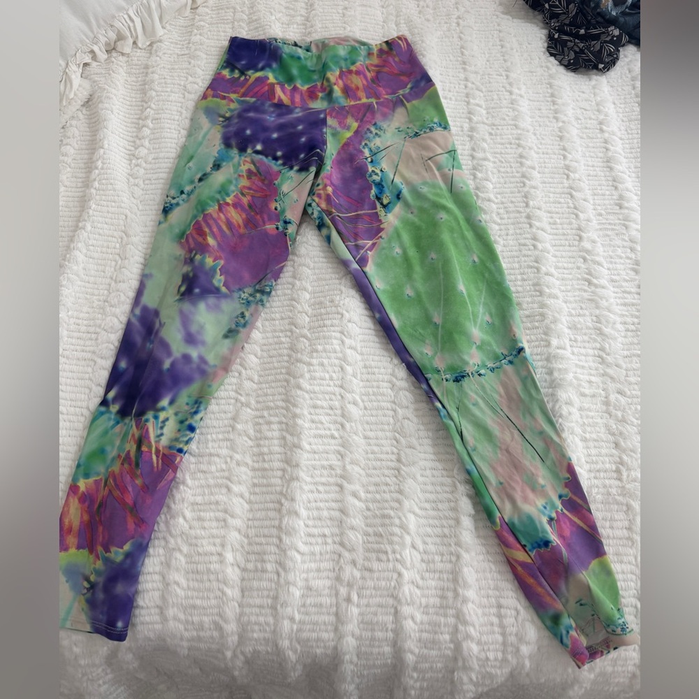 Onzie Tie-Dye Multicolor Leggings - Purple & Green m/l